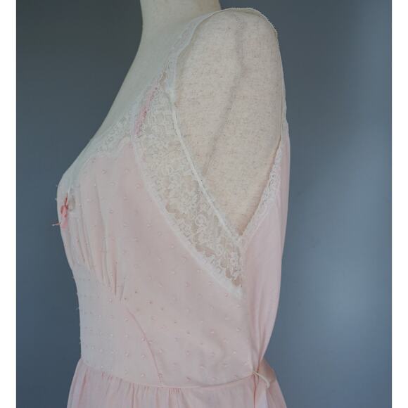 VTG Miss Siren Polka Dot Embroidery Slip Babydoll Dress 36 Fairy Coquette Nighty - Picture 10 of 16